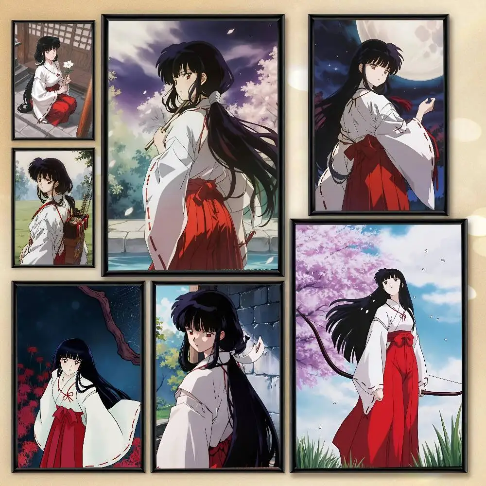 1 Stück Inuyasha Kikyo Poster-Aufkleber Druck Wasserdichte Wandkunst für Wohnzimmer Schlafzimmer Heimdekoration