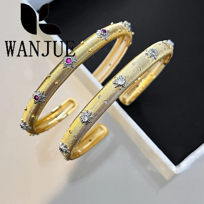 2024 hot sale retro brushed craft woven gold engraved women\'s bracelet fashion classic light luxury jewelry party gift