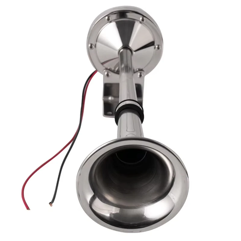 17 Inch 12V / 24V 150dB Super Loud Single Trumpet Car Air Operated Horn for Truck Boat Train Lorry Motorcycle Truck
