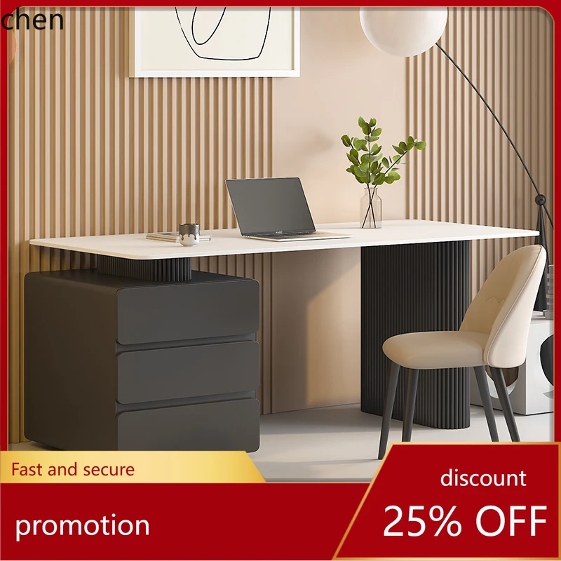 

Стол для компьютера HT Light Luxury Rock Board в кремовом стиле, минималистичный, для дома, для студентов, в стиле интернет-знаменитостей