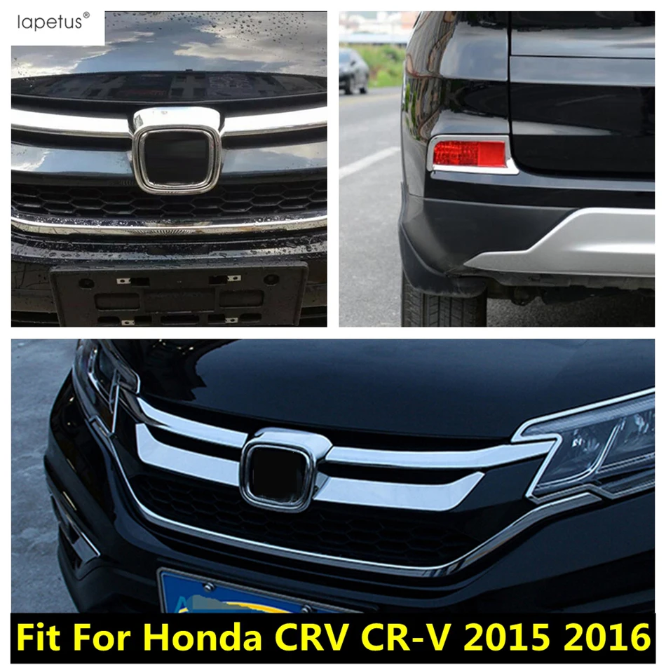 ABS Chrome Accessories For Honda CRV CR-V 2015 2016 Front Head Middle Grille Grill Emblem Rear Fog Lamp Light Frame Cover Trim