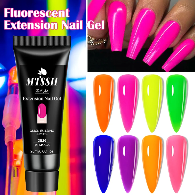 20ML Neon Poly Nail Gel Bright Fluorescent Green Unscented Quick Building Nail Extension Solution For Salon-Quality Manicures