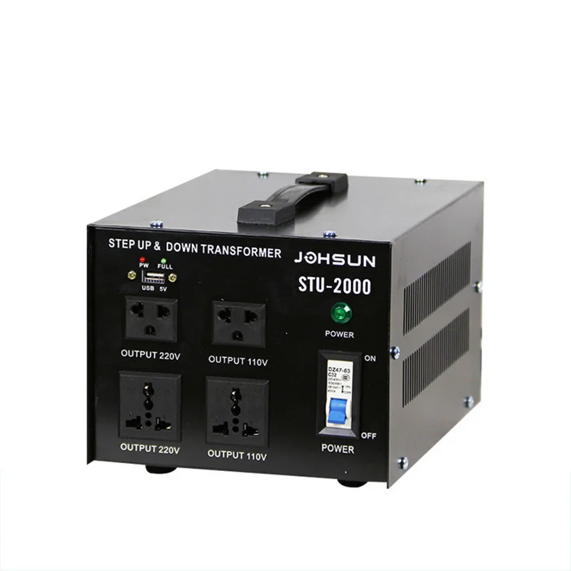 STU-5000VA 5KVA Voltage Converter Transformer 110V/220V Step-Up And Down 3000VA 1000VA Voltage Regulator with 4 Outlets With USB