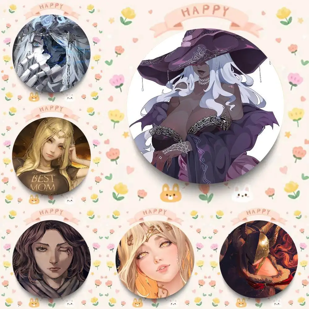 GAME Elden Ring Soft Button Pin Round Metal Badge Lapel Pin Parts Gift Friends Kid Jewelry