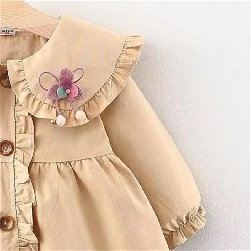 Trench Coat For Girl 2024 New Spring Autumn Jacket Beige Trench Coat Children\'s Fashion Casual Jacket Children Clothes