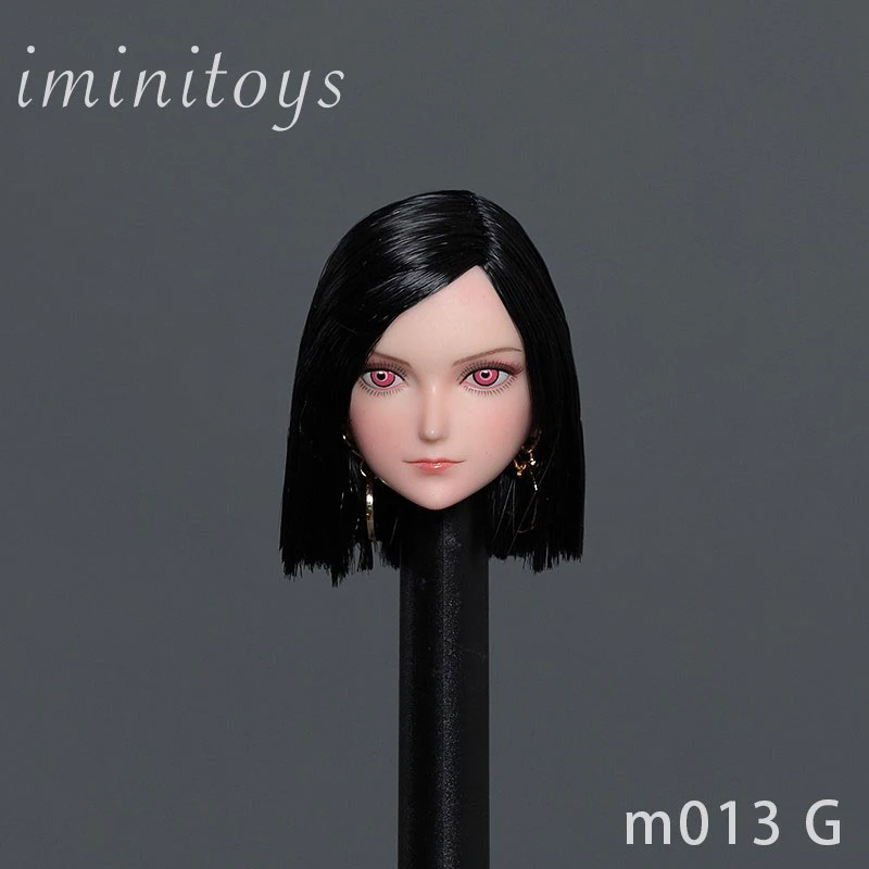 Iminitoys M013 1/6 Anime Girl Cosplay Head Sculpture Model with Earrings Fit 12'' TBL JIAOU Pale Action Figure Body Doll