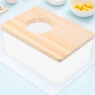 1 قطعة حوض استحمام الرمل الهامستر مع غطاء خشبي حوض أكريليك متعدد الأغراض الحيوانات الأليفة الصغيرة المرحاض حفر صندوق الرمل التنظيف الصحي