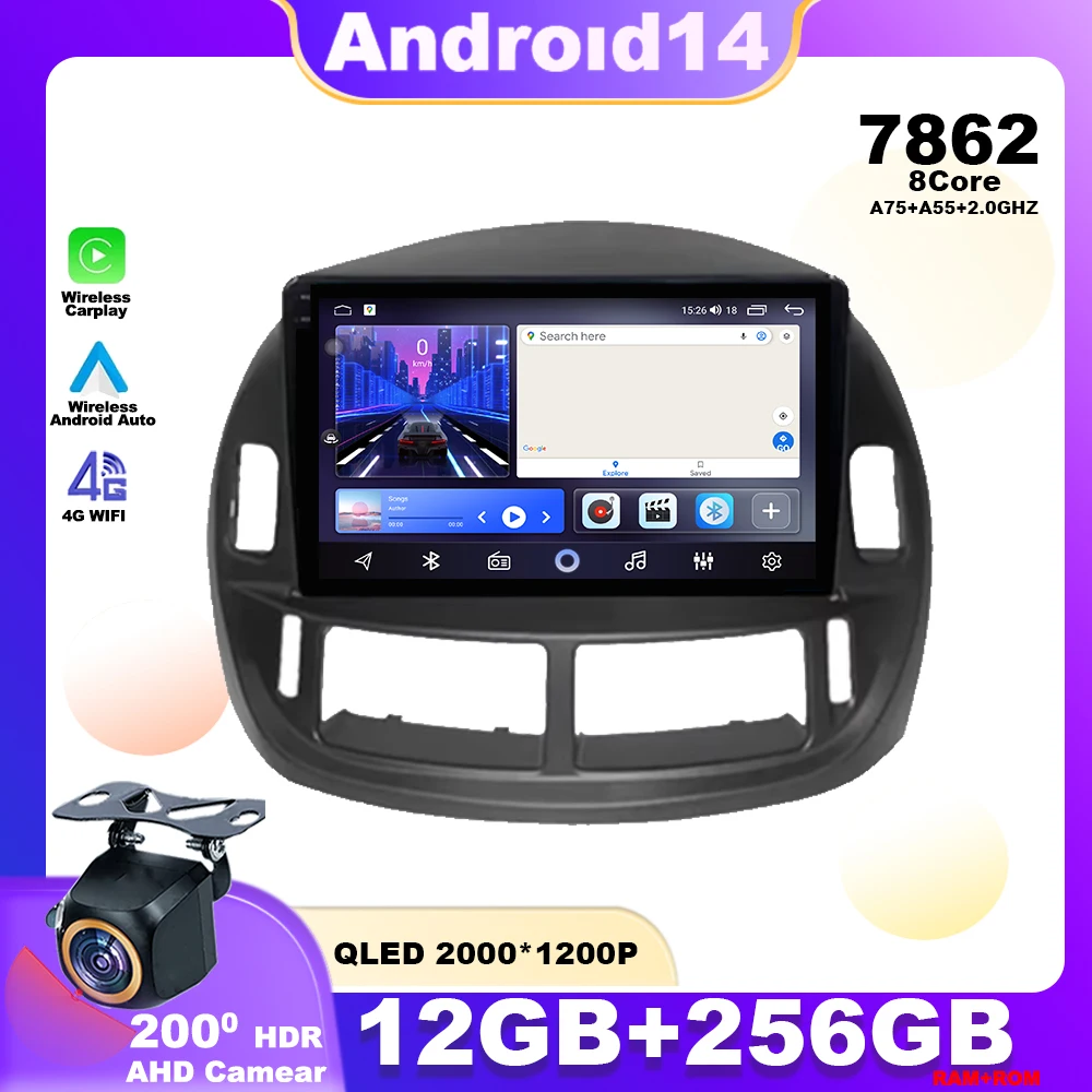 Android 14 สําหรับToyota Previa ESTIMA ACR30 Tarago 2002 - 2006 รถวิทยุเครื่องเล่นวิดีโอมัลติมีเดียนําทางGPS Carplayหน้าจอIPS