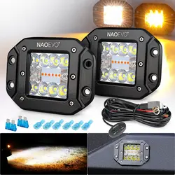 NAOEVO 5inch 70W Flush Mount LED Work Light Bar Drive Offroad Spot Beam LED Pods Driving Fog Light For Auto Truck Jeep SUV
