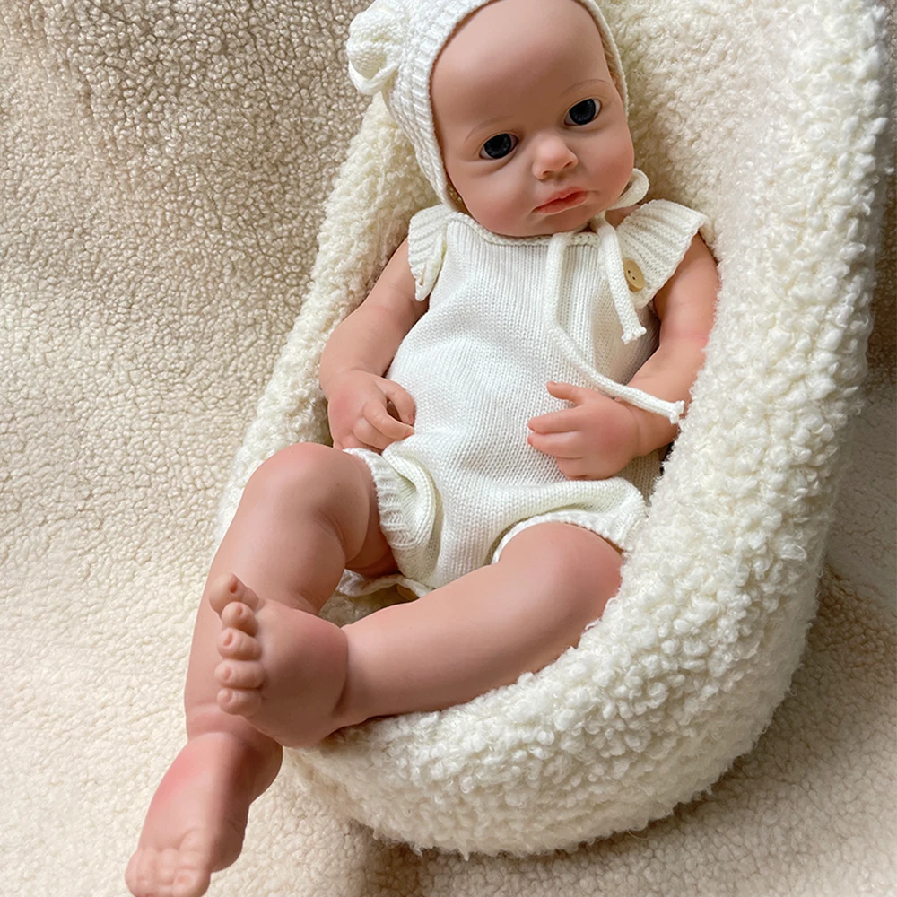 44CM Painted/Unpainted Washable Full Body Silicone Reborn Doll for Kids Handmade Chubby Newborn Baby Boy/girl Open Eyes LouoLou