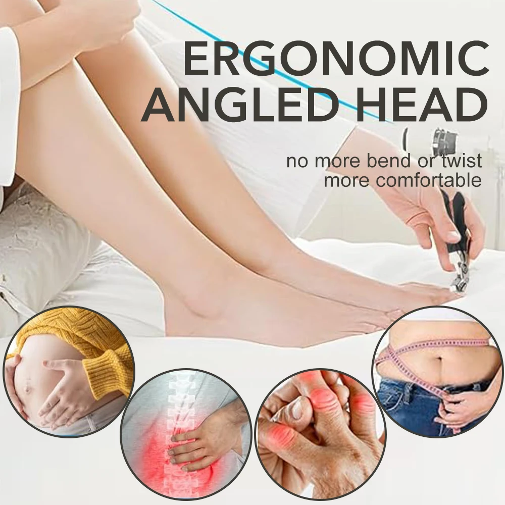 2Pc 角度付きヘッド爪切り キャッチャー収納袋付き 爪やすり 足の爪 厚い爪切り カッター トリマー マニキュアツール