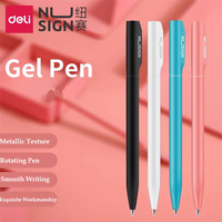 Deli Nusign Gel Pen Neutral Pens Rotary Switch Smooth 0.5MM Black Ink Writing for Office School Cute Stationery