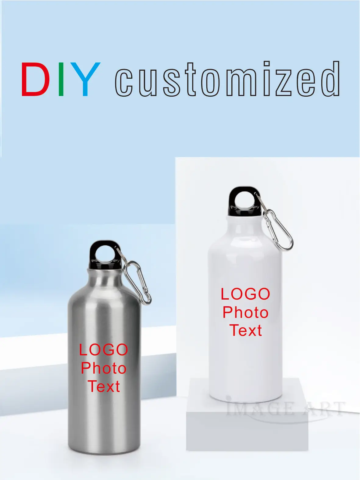 600ML Sport Bottle DIY Customized Colorful Print LOGO Photo Aluminium for Biker Hiker Travel Promotion Gifts Presents Souvenir