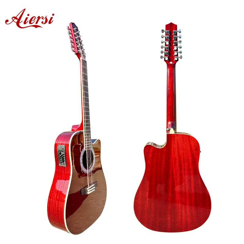 12 String Electric Acoustic Guitar 41 Inch Pickup Folk String Instrument Professional Handmade Acoustic Guitar For Players