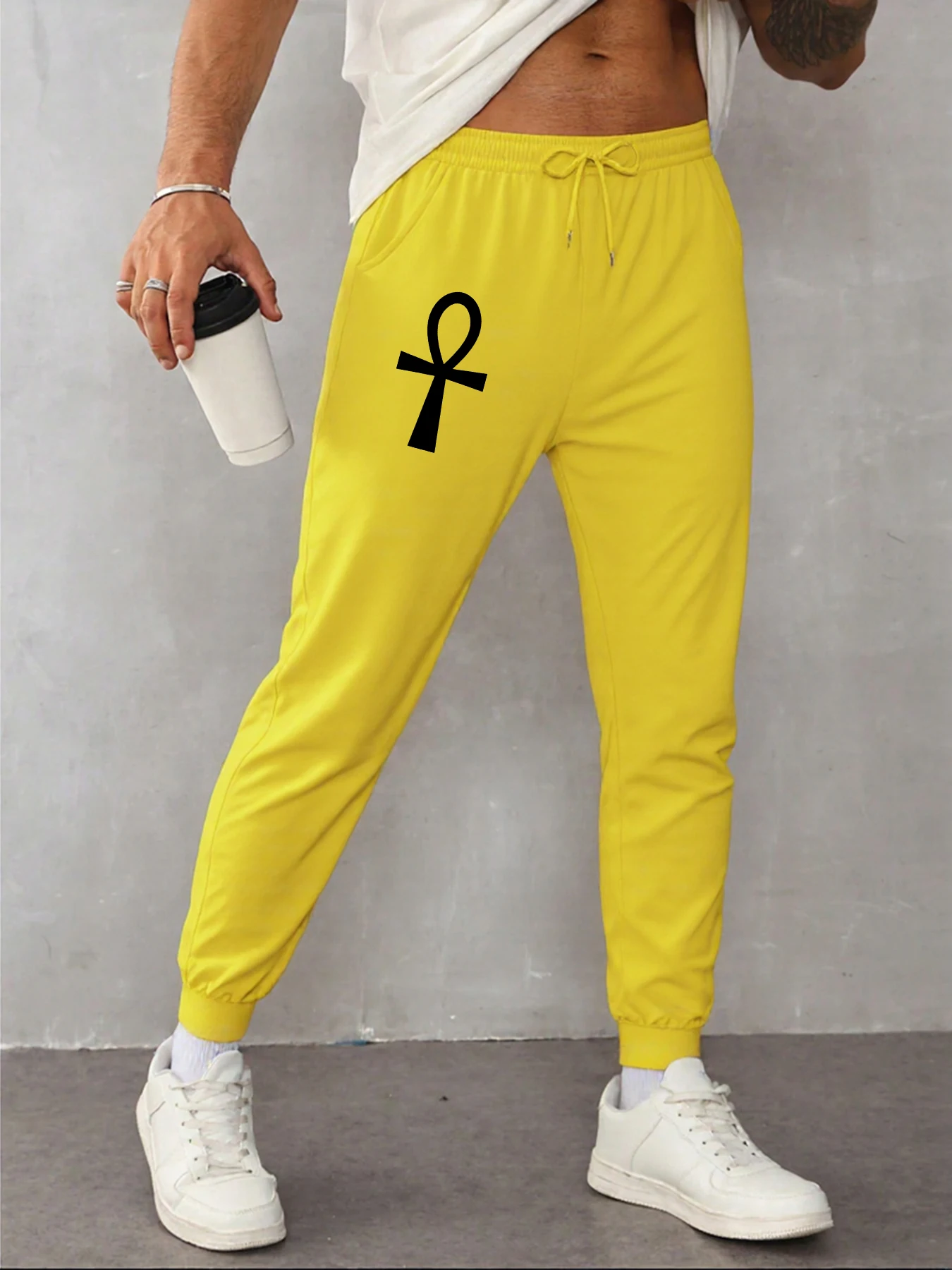 

Cross Shaped Simple Printing Sweatpants Sport Fashion Men'S Pants Street Soft Pant Trendy Casual Man Joggers Autumn Sportpant