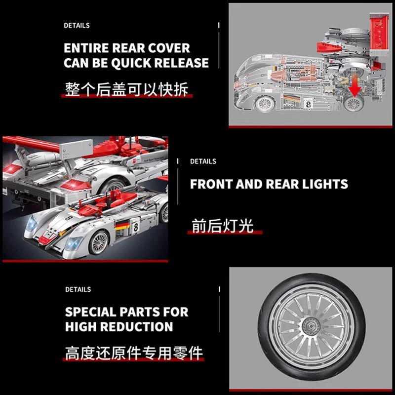 YC23044 Le Mans Racing Sport Auto 1:10 MOC Technische Bouwstenen Assembleren Bricks Model Speelgoed voor Kinderen Kerstcadeau