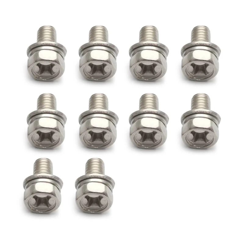 NEW 10pcs/Set M6x12 Scooter Battery Terminal Bolt Hexagonal Screw Silver Stainless Steel