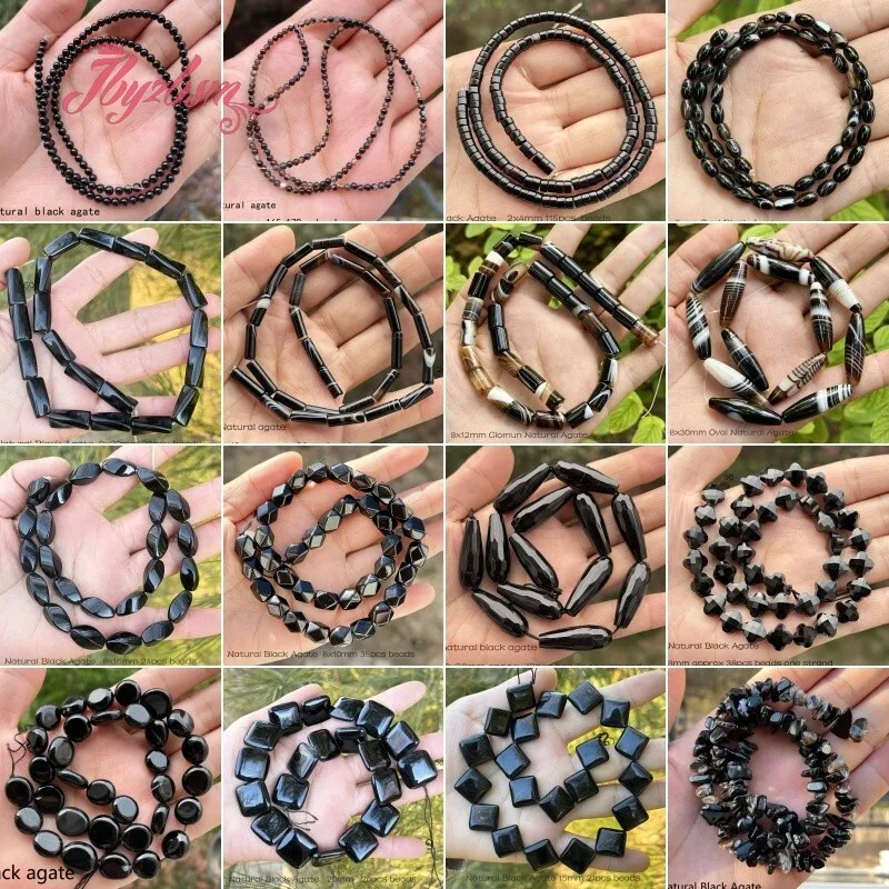 

Натуральная круглая овальная колонна, квадратный черный агатовый камень, свободные бусины 15 дюймов для DIY, очаровательное ожерелье, браслет, кулон, изготовление ювелирных изделий