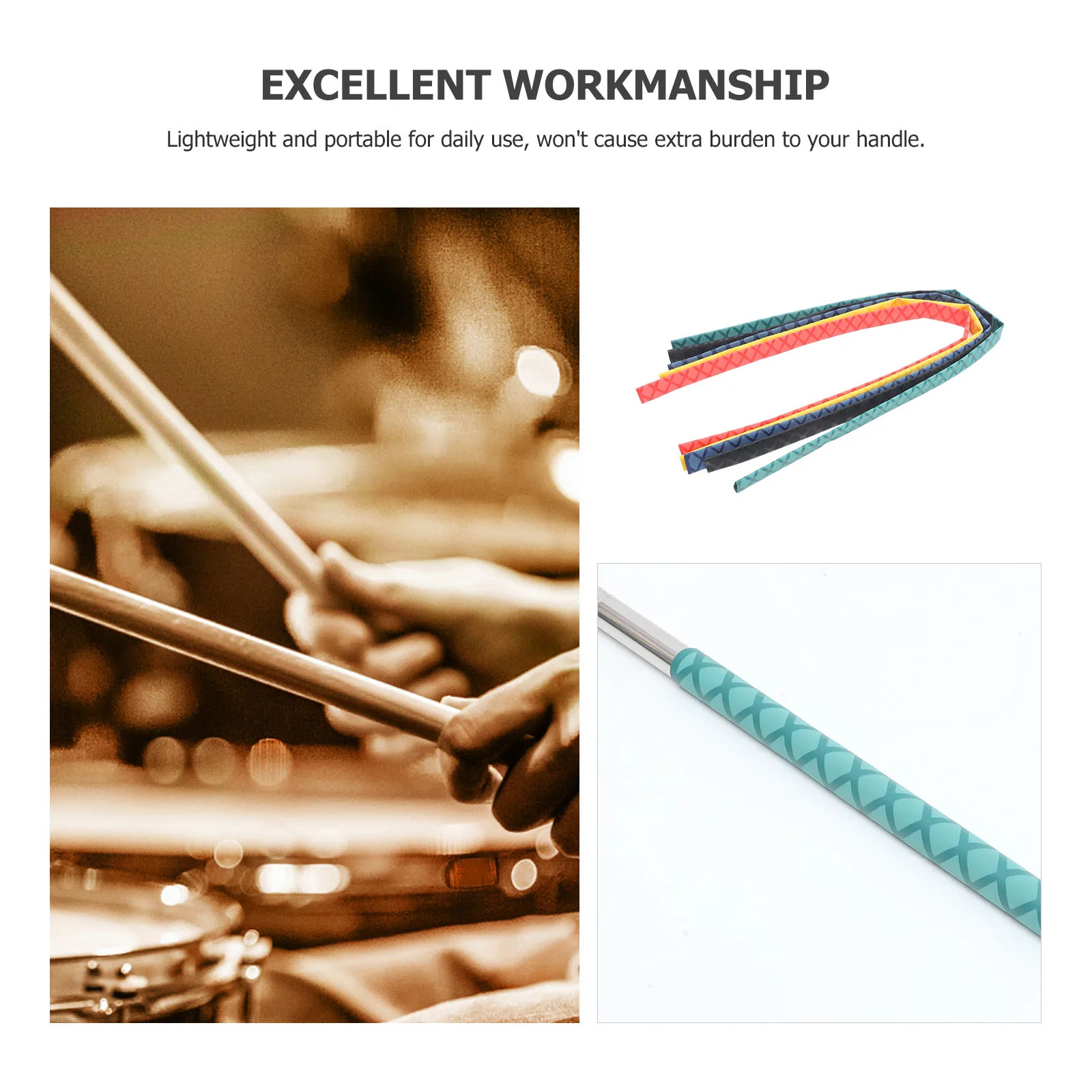 

5pcs Anti-Slip Handle Wrap Heat Shrink Tubing For Drumsticks Fishing Rods Badminton Racket Insulated Wear-Resistant Grip Sleeve