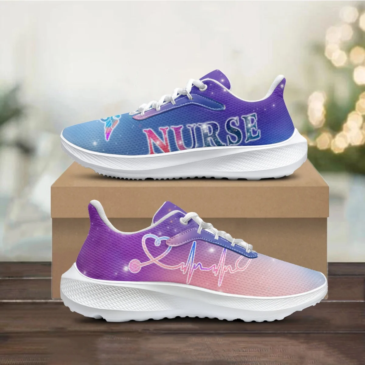 Luxury Galaxy Nurse Heartbeat Designer Casual Shoes Ladies Comfortable Non-slip Breathable Running Shoes Lace-Up Sneakers Female