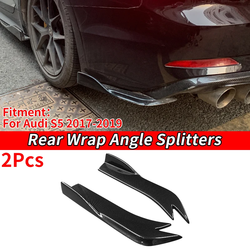 

Car Rear Bumper Splitters Aprons Trunk Lip Spoiler Canard Wing Diffuser Wrap Angle Protector Carbon For Audi S5 2017 2018 2019