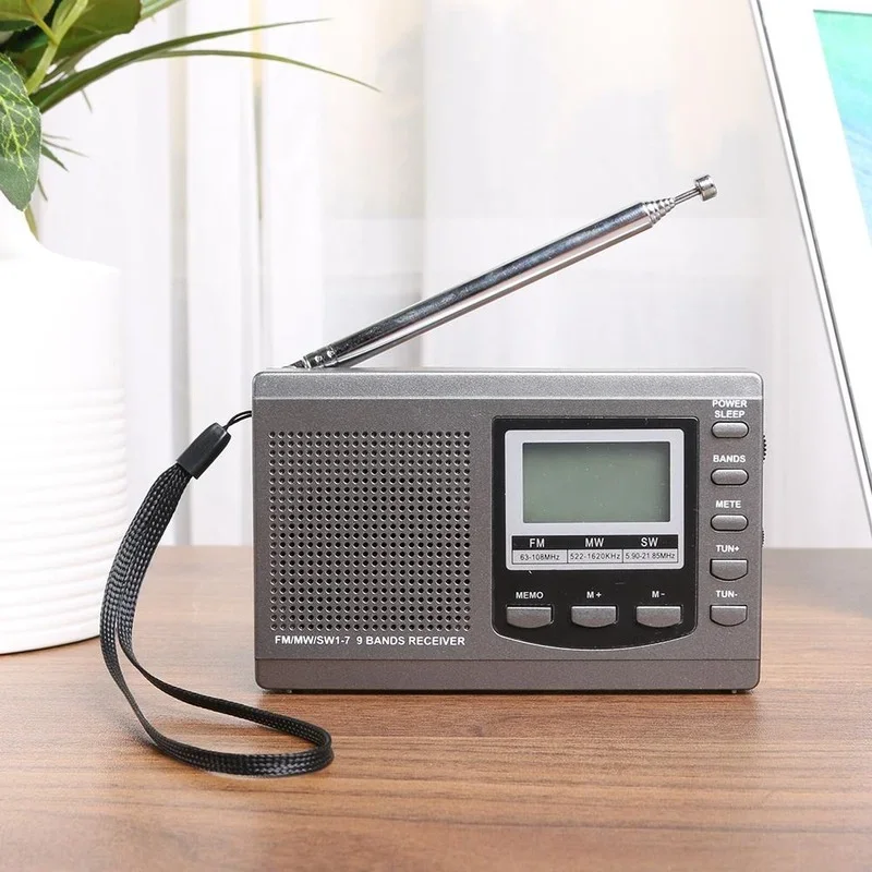 Portable Mini Stereo FM MW SW  Radio Digital Alarm Clock and LCD Screen with Earphone HRD-310