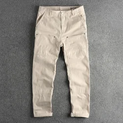 Cotton bead canvas fabric cargo casual pants men's retro trend youth cargo pants deck pants long pants