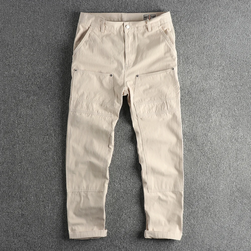 Cotton bead canvas fabric cargo casual pants men's retro trend youth cargo pants deck pants long pants