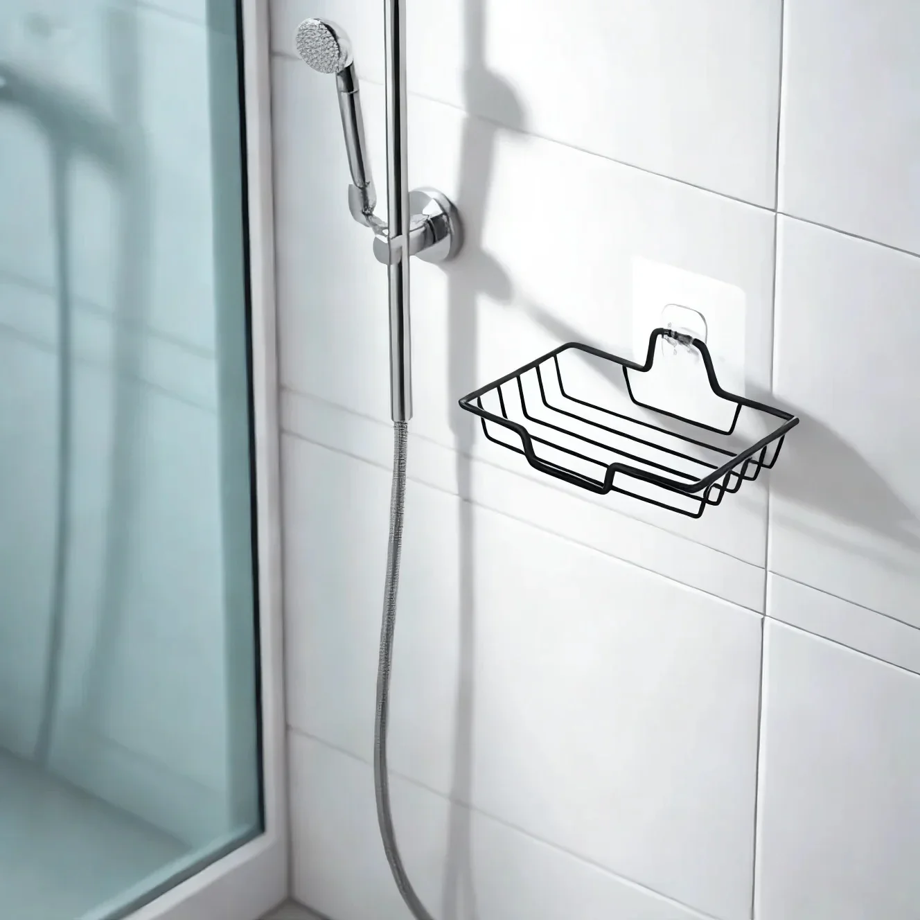 الفولاذ المقاوم للصدأ الإسفنج طبق الشامبو حامل الحائط الحمام المطبخ ذاتية اللصق تخزين الرف لا الحفر الصابون الرف