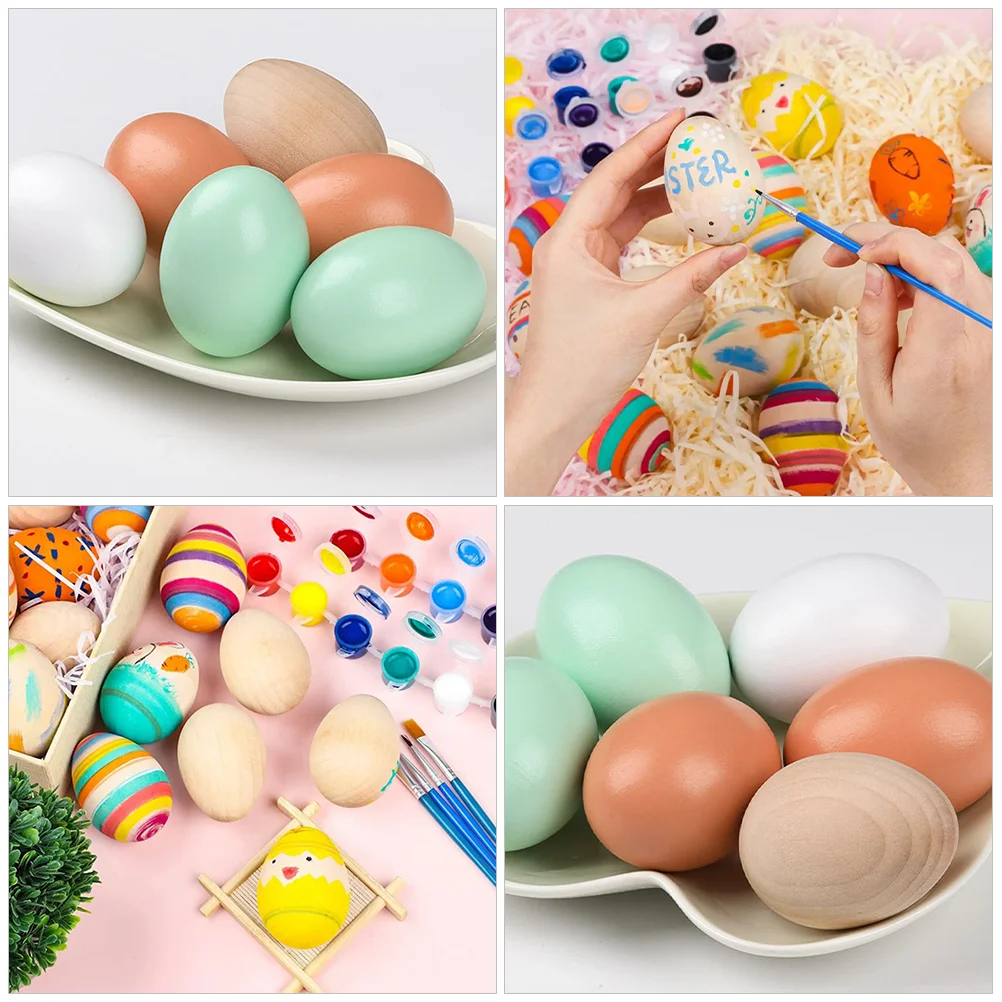 Unfinished Craft Eggs Decorations for Desktop Household Wooden DIY Crafts Child