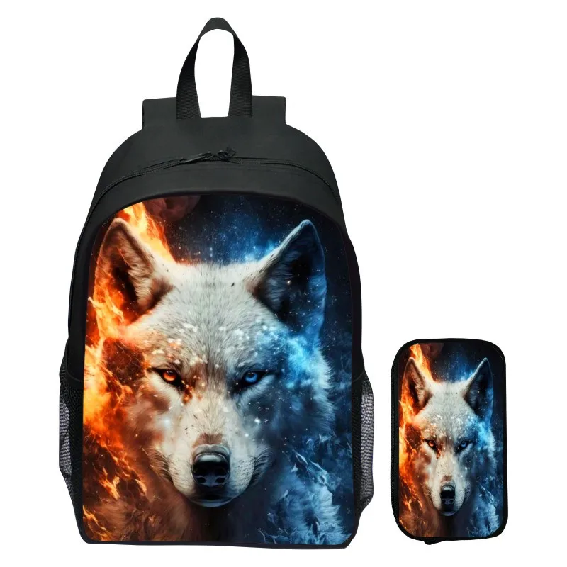 DIY customized children's backpack set Magic Wolf elementary school backpack kindergarten backpack pencil case