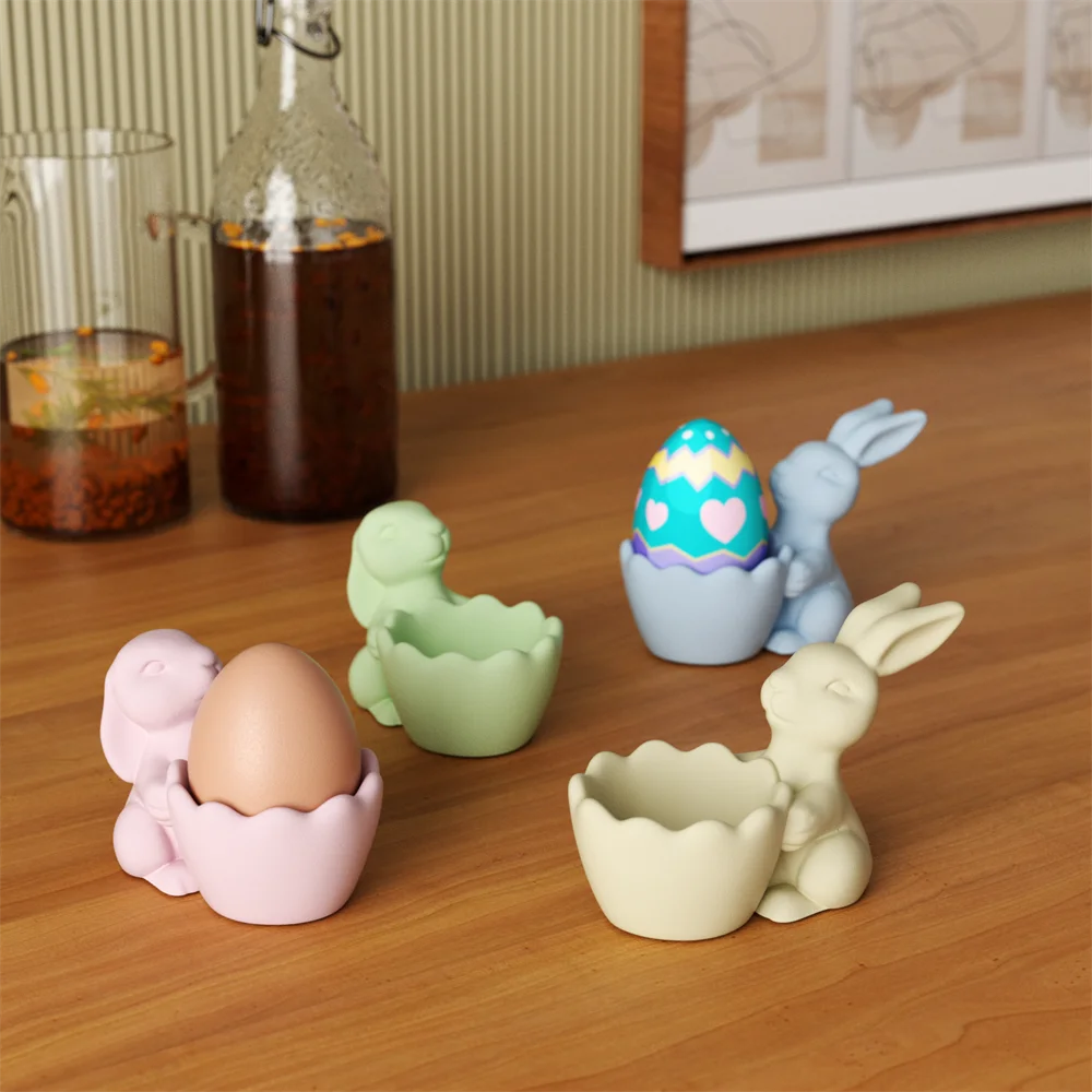 Bunny Egg Cup Silicone Molds for Cement and Concrete DIY Egg Holder for Boiled Egg Jesmonite Mould Easter Home Decor