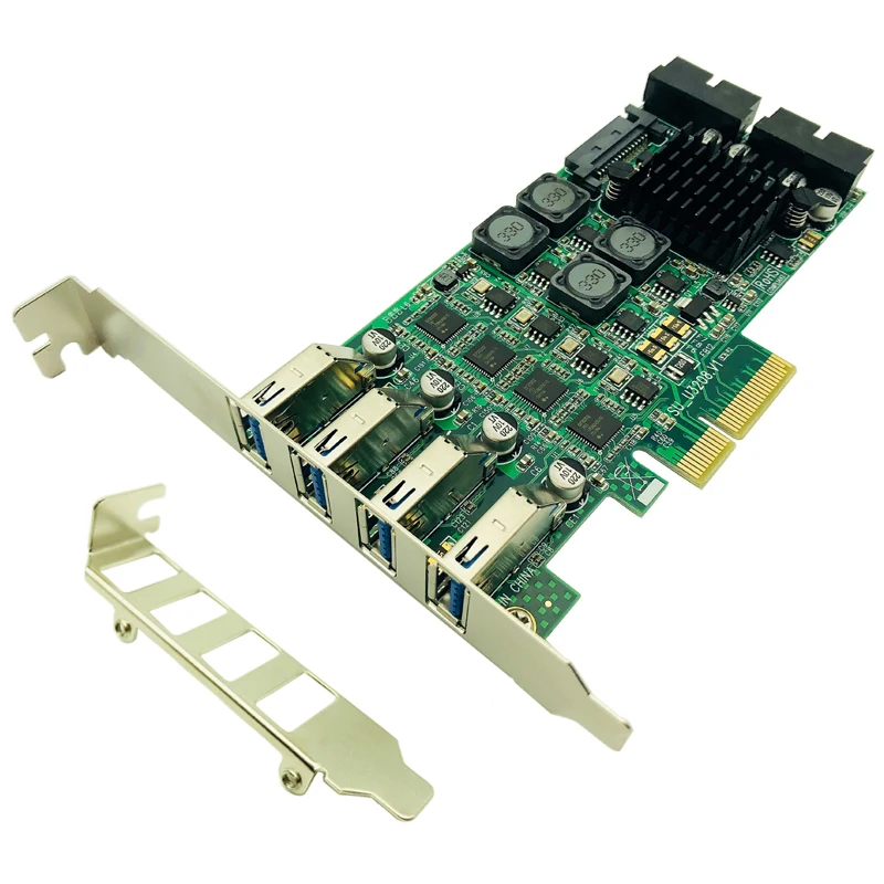 

PCI Express PCI-E to USB 3.0 Expansion Card Raiser 8 Ports USB 3.0 Controller SATA Power Independent 4 Channel for Camera Server