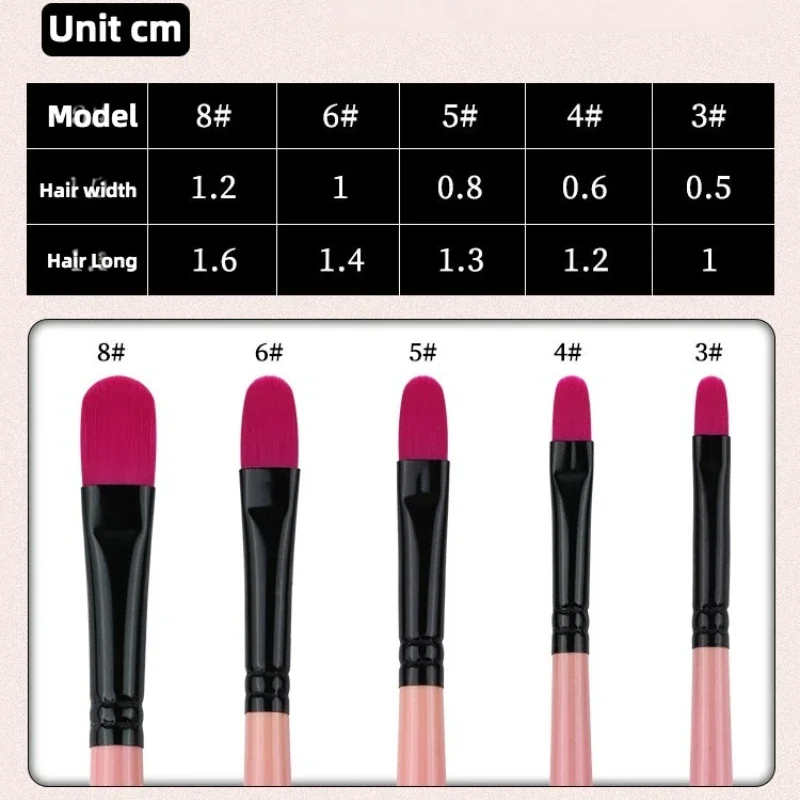5pcs Pink Rose Red Nylon Hair Hazel-shaped Gouache short wooden pole Paint Pen Watercolor Pen set Brush professional art supply