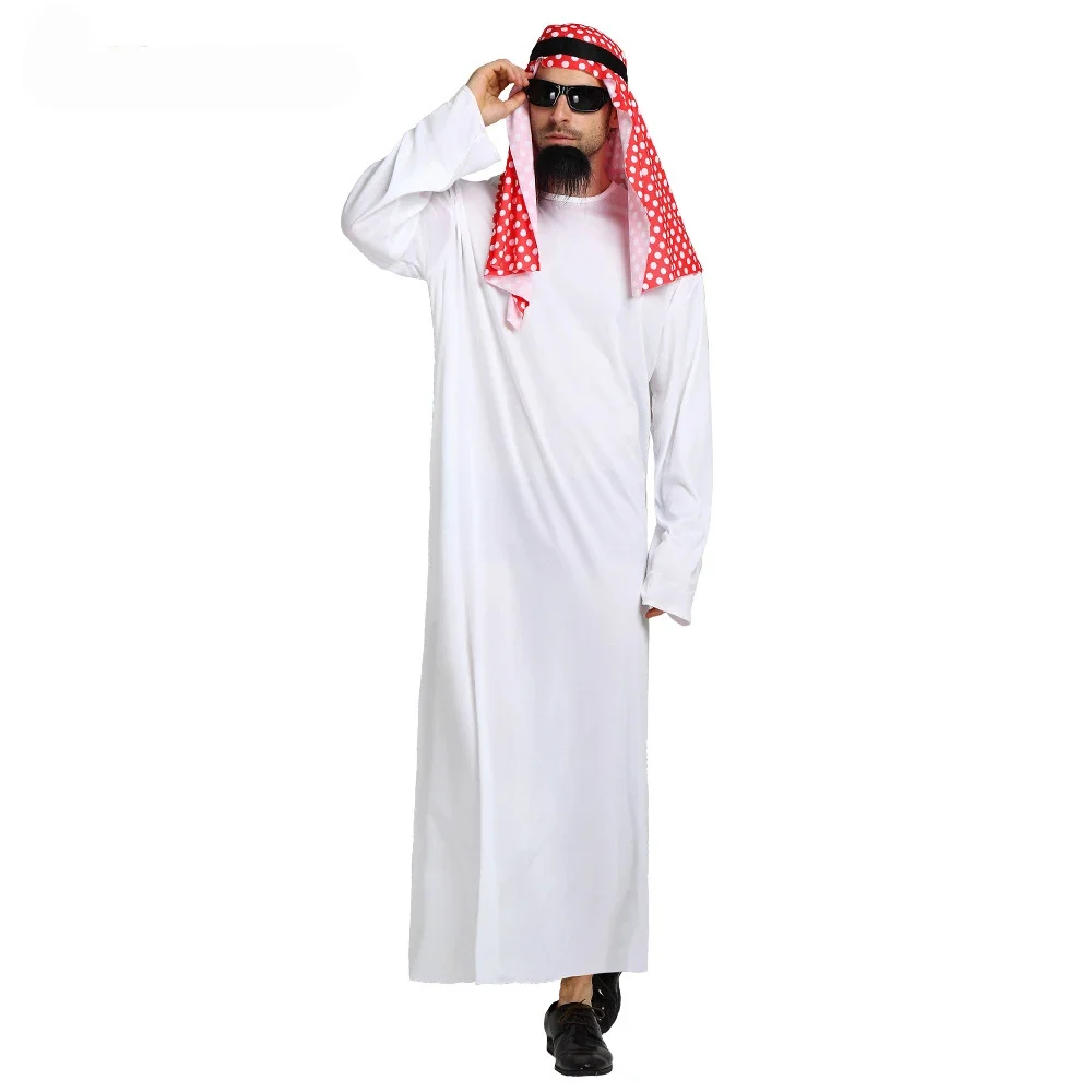 جديد الكبار الرجال العربية الشيخ زي الشرق الأوسط الملابس سلطان الأبيض رداء أحمر عقال بوريم هالوين فستان بتصميم حالم