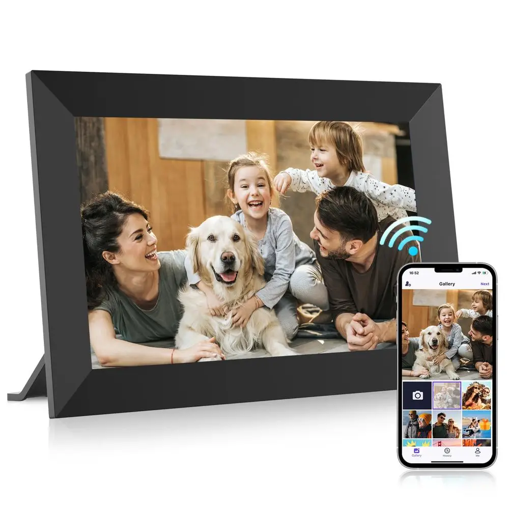 Digital Picture Frame 32GB Storage 10.1 Inch WiFi Electronic Photo Frames SD Card Slot IPS Touch Screen HD Display Auto Rotate S