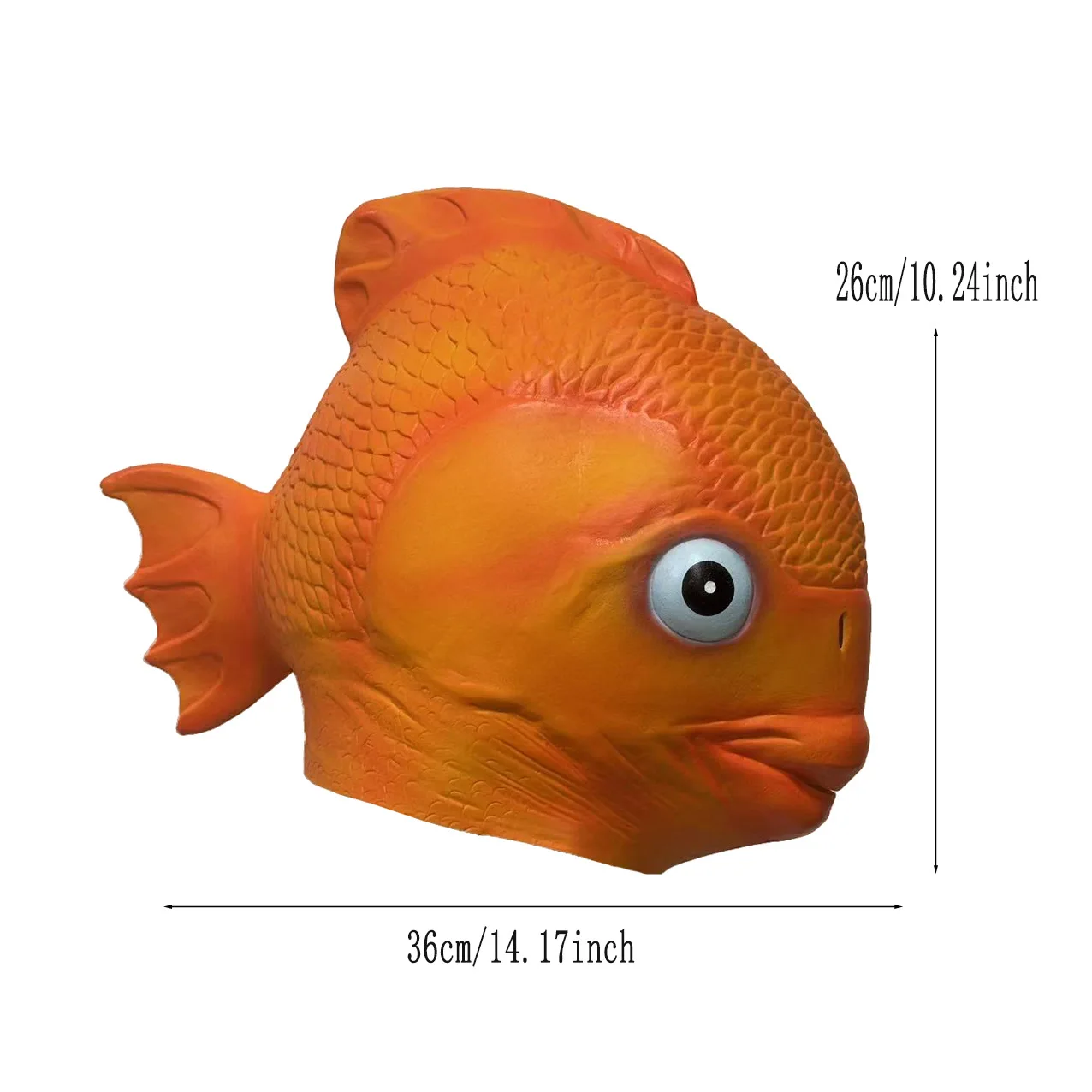 Realistische Fischmaske aus Latex, Tierkopfmaske, Halloween-Kostüm, Kopfbedeckung für Maskenball-Party, Goldfisch-Kopfbedeckung für Erwachsene – Detail 6