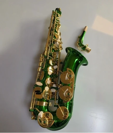 Alto Saxophone E-flat Blue Lacquer Bright Brass Carved Saxophone Wind Instrument Learning SAX
