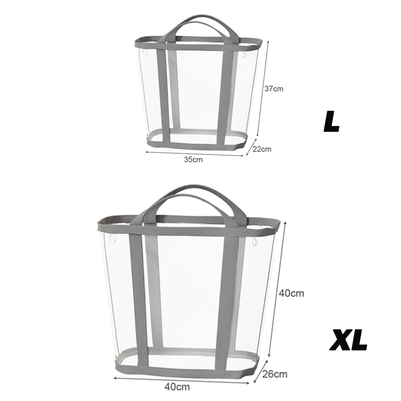 سلة غسيل شبكية من النايلون مع مقبض قابلة للتنفس وقابلة للطي ومحمولة لتنظيم الملابس القذرة وحقائب تخزين ألعاب ذات سعة كبيرة