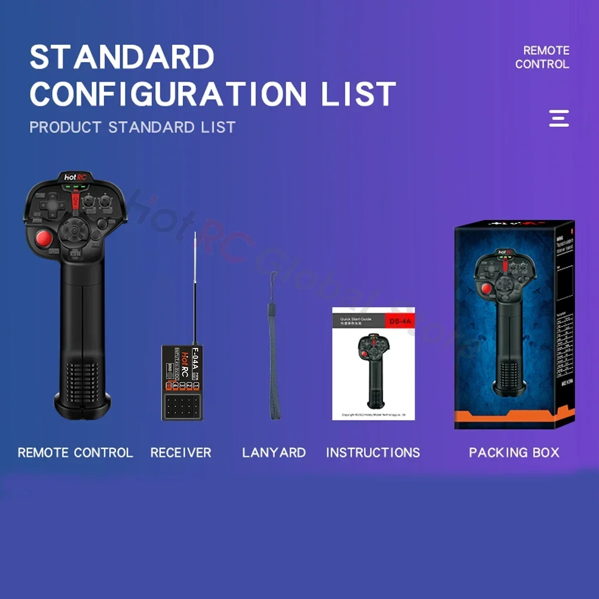 HotRC DS4A DS-4A Trasmettitore a 4 canali Sistema radio a mano singola F-04A Ricevitore 4CH 2.4GHz per RC Auto Barca Serbatoio Robot Modello Giocattolo