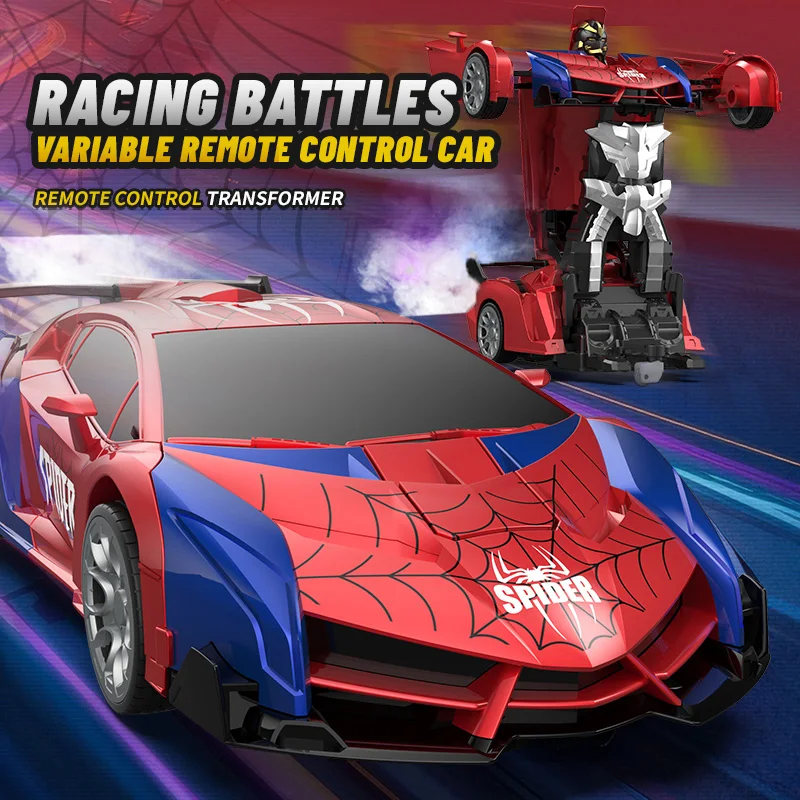 

1:18 RC Deformable Spider Remote Control Car,One-Button Transform,2.4GHz Drift Racing Vehicle,LED Lights,With spray, 360° spin