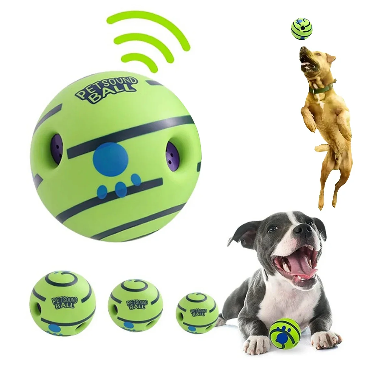 Funny Non-toxic Interactive Dog Toy Wag Giggle Indestructible Dog Ball W/ Sound Pet Chew Play No Batteries Required Toy for Dogs