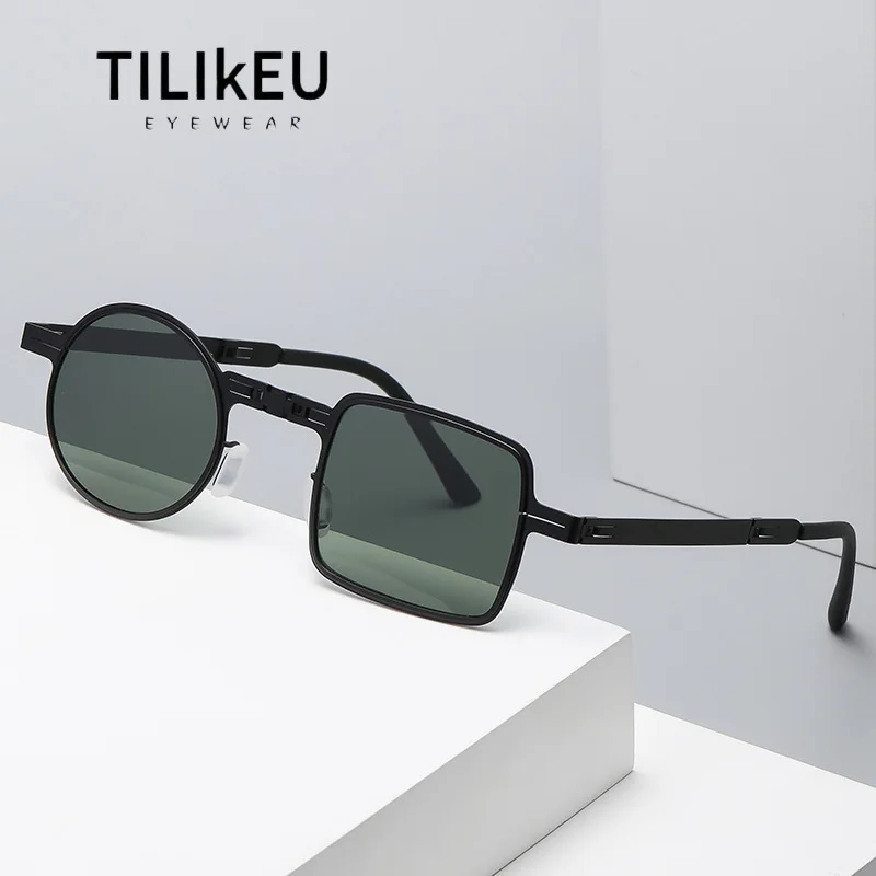 

Ultra-light Metal Folding Polarized Sunglasses Men Women Summer Sunshade Travel Driving Anti-glare Irregular Sunglasses UV400