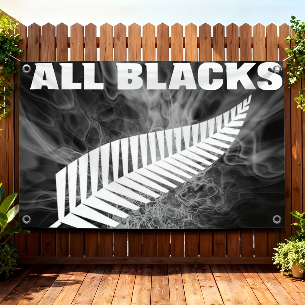 All Blacks Flag Banner New Zealand Rugby Sport Decor Māori Smoke Print Outdoor House Party Decoration Sign Gift Display Flag Sig