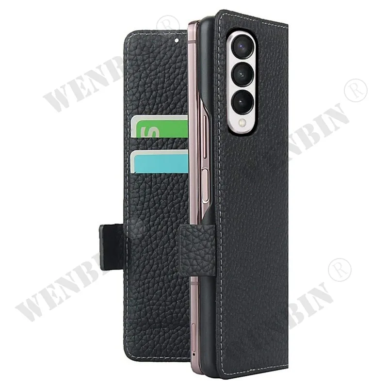 Case For Samsung Galaxy Z Fold 5 4 3 Luxury Leather Kickstand Card Slot Wallet Case Protective Phone Case