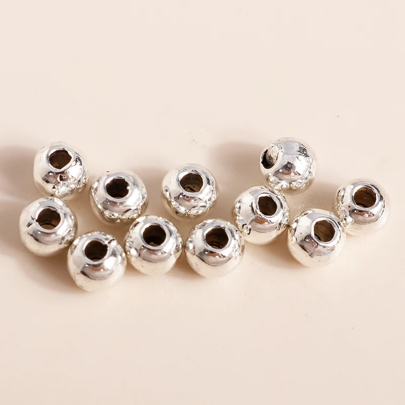 Leslie 100 Stück 4mm Legierungsanhänger Silberfarbene Metall-CCB-Rundperlen für Schmuckherstellung Zubehör DIY Großhandel – Detail 6