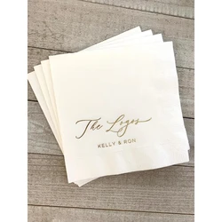 50pcs Personalized Napkins Wedding Napkins Custom Modern Font Monogram Rehearsal Dinner Beverage Cocktail Luncheon Dinner Guest