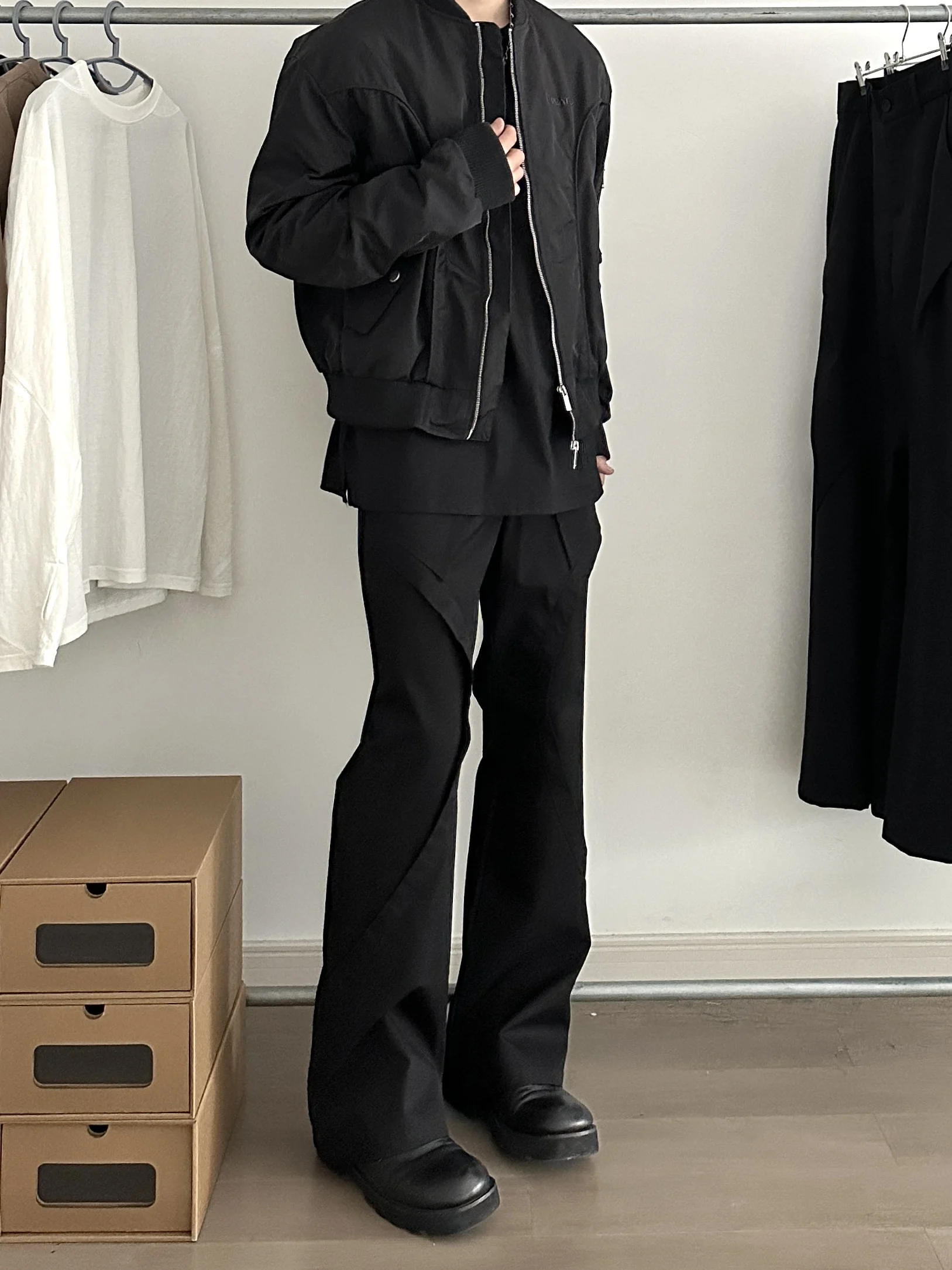 

Cleanfit Men's Winter Pants Deconstructed Design Trendy Vibe Wind High-End Feeling Micro Flared Pants Casual Long Trousers