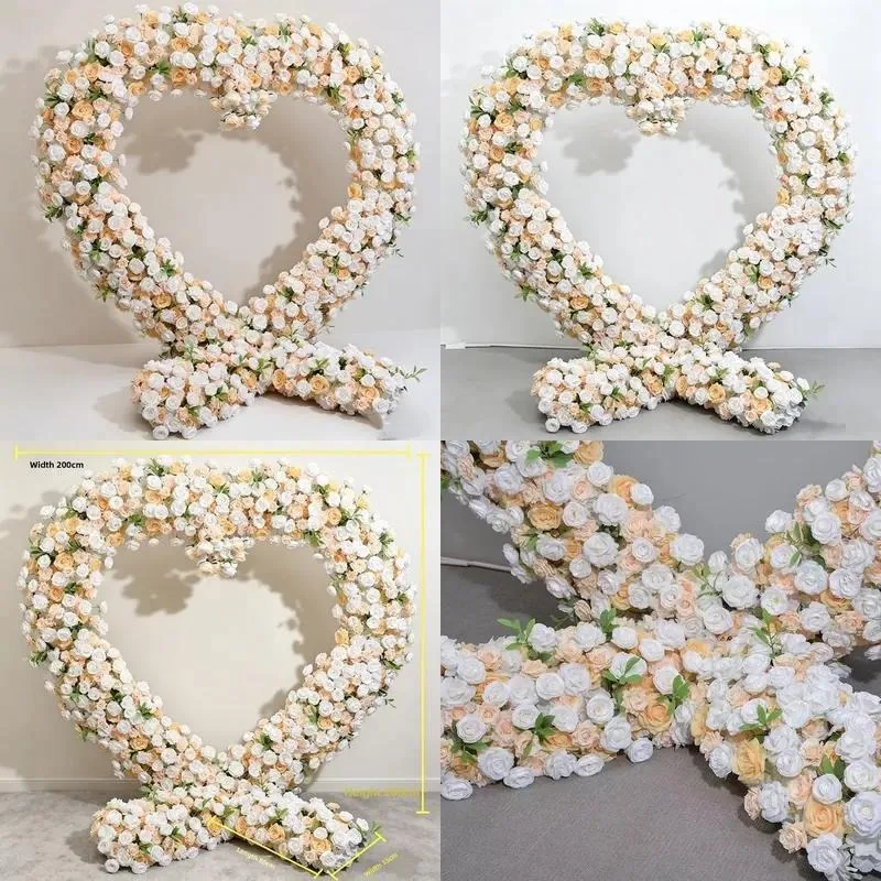 Heart Shaped Silk Rose Arch for Outdoor Wedding Proposal Party Background Decoration