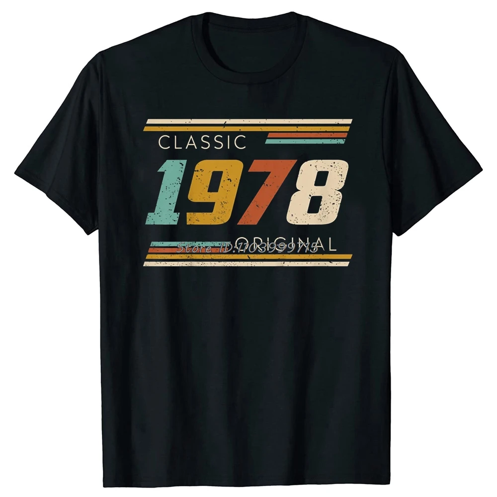 Camiseta Vintage hecha en 1978 para hombre, prenda de vestir, de edición limitada, todas las piezas originales, a la moda, informal, básica